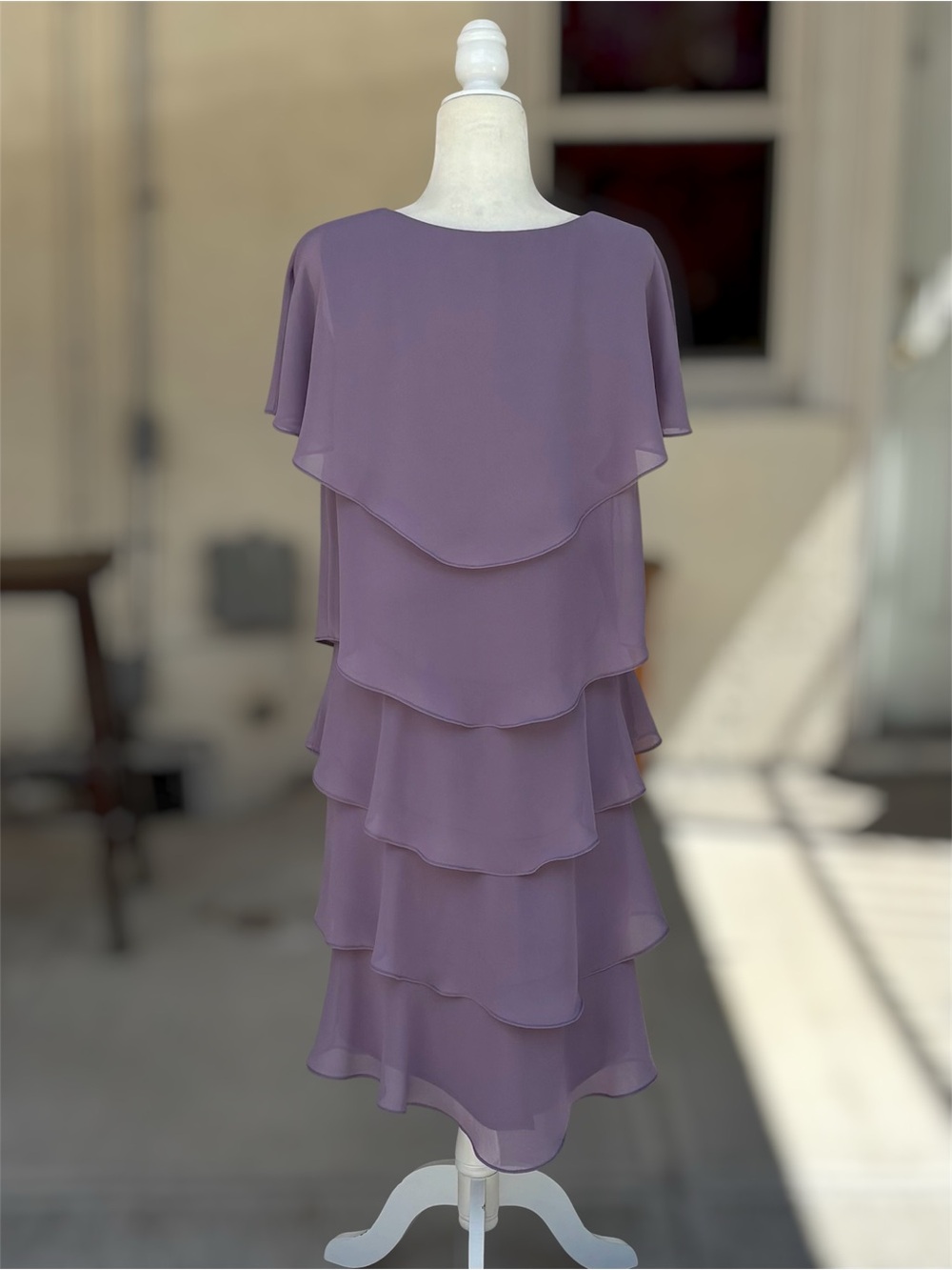 Patra Purple Layered Chiffon Tiered Cocktail Dress Size 16 EUC - Picture 6 of 8